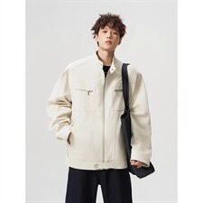 26春装高品质老钱风立领夹克外套男女美式潮牌拉链工装风宽松上衣，男装夹克，电商A486