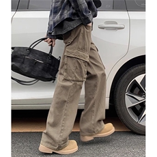 美式复古微喇工装裤男款新款街头风痞帅宽松直筒休闲长裤子X1612，男装工装外套，星座208-5
