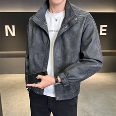 2025春季新款高品质款宽松水洗PU皮衣男外套C317-J881-P165，男装皮衣，电商C317