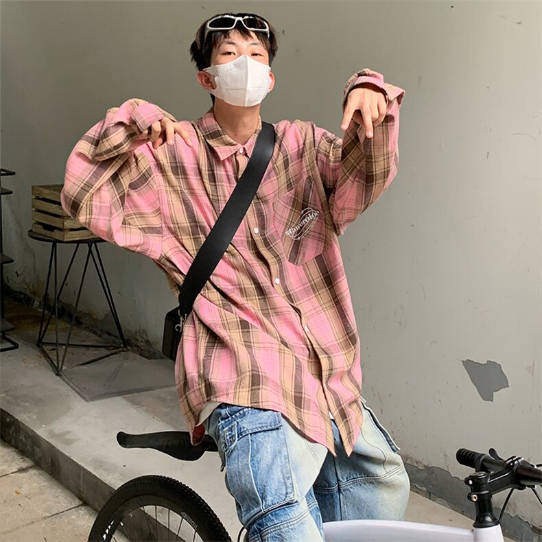 特P40无差价长袖高品质春秋格子衬衫-HS2132港风,男装衬衫,电商A003