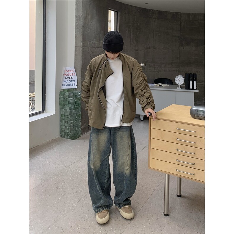 街头艺术复古做旧乞丐裤秋冬新款弯刀牛仔裤男,男装牛仔裤,星座506A