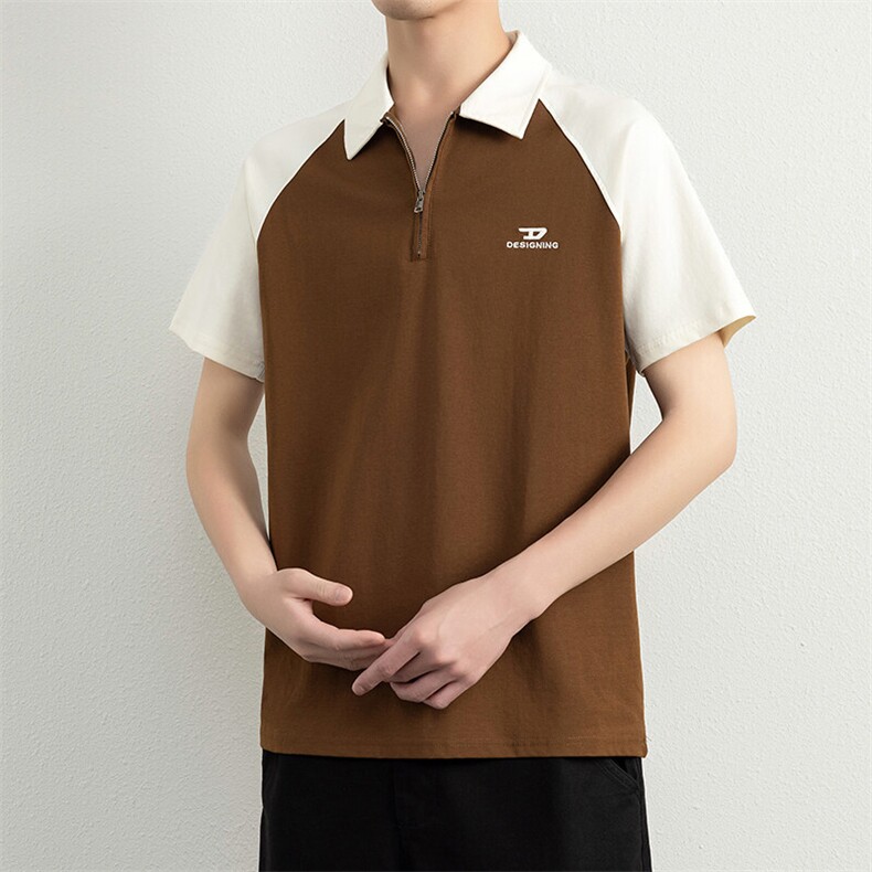 夏季短袖男刺绣翻领POLO衫拼接色T恤宽松休闲半袖上衣YD33997-P40,男装Polo衫,星座310B-3