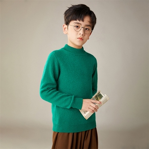 儿童羊毛衫纯色简约时尚羊毛圆领七针平织图片