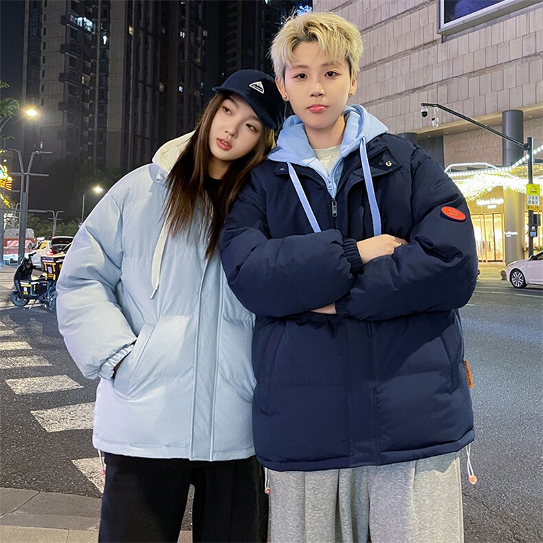 抖音得物宽松情侣连帽小标假两件面包服百搭棉服AB-MY2273-P70,男装棉衣,星座717