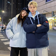 抖音得物宽松情侣连帽小标假两件面包服百搭棉服AB-MY2273-P70，男装棉衣，星座717
