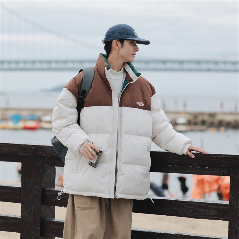 冬季新款宽松面包服美式复古立领棉服男撞色棉衣外套MY9060-P100,男装棉衣,电商A128