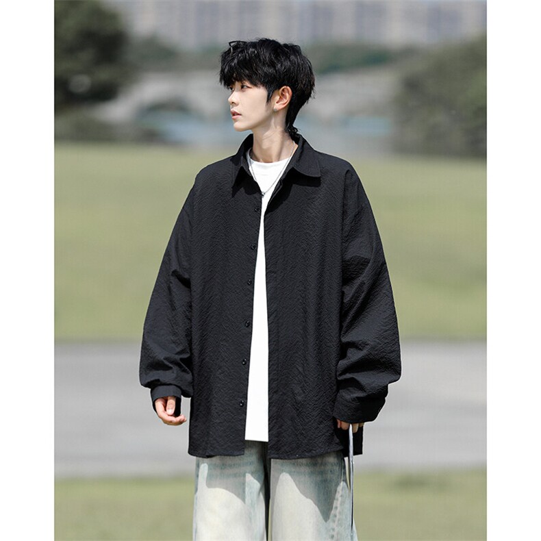 8XL-M泡泡纱盐缩肌理长袖衬衫男夏季冰丝外套防晒衬衣CS29007P40,男装防晒衣,电商B312