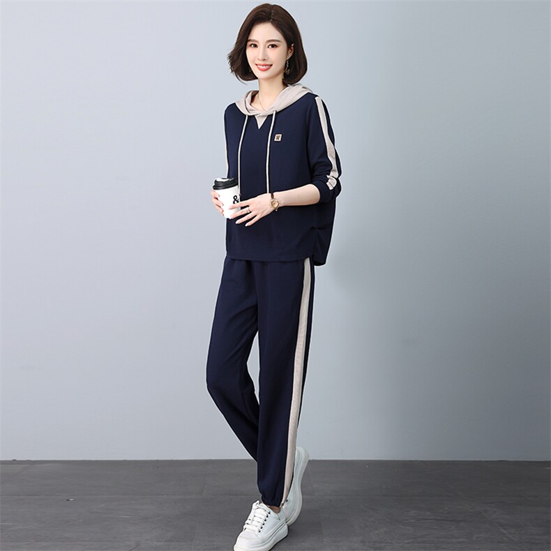 休闲运动卫衣套装女2025春秋新款大码时尚中年妈妈洋气卫裤两件套,女装套装/套裙,忆绮罗