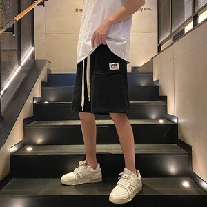 直播品做旧重水洗 立体裁剪拼接工装短裤五分裤 K9805/P45 黑色3图片