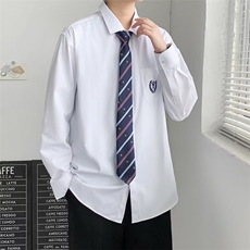 2025新款学院风白衬衫男长袖情侣制服领带衬衣CS028P25，男装衬衫，星座1108