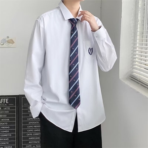 2025新款学院风白衬衫男长袖情侣制服领带衬衣CS028P25