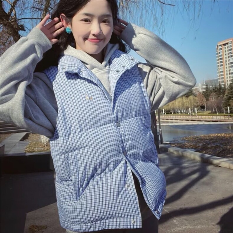 香风小马甲女2025春季新款韩版显瘦宽松马夹外套棉衣格子上衣工装,男装棉衣,星座1210-1