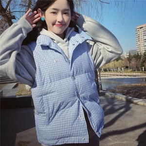 香风小马甲女2025春季新款韩版显瘦宽松马夹外套棉衣格子上衣工装图片