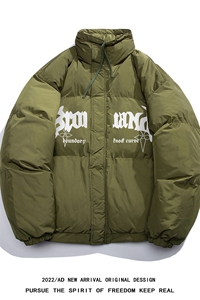 白底 23冬季时尚百搭印花情侣美式加厚羽绒服外套YR224P195控258图片