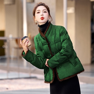 新中式G风羽绒服女2025冬新款今年流行独特漂亮短款红色盘扣外套图片