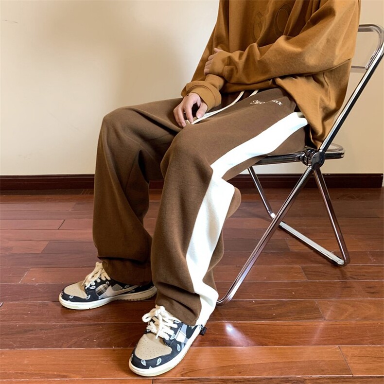 2026秋季美式字母刺绣拼接休闲裤长裤XZ604-KP83-P55控68,男装休闲裤,星座604