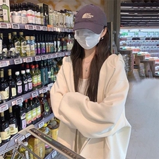 奶系纯色卫衣女2025春秋款连帽开衫加绒秋冬季外套，女装短外套，星座506A