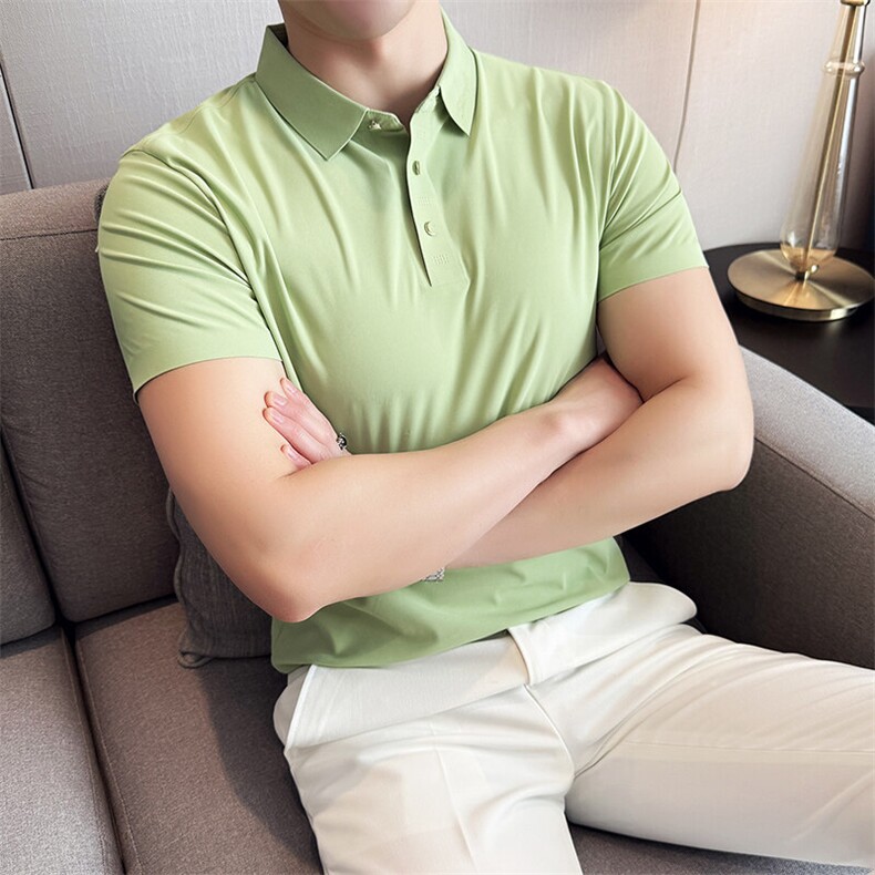 2025夏季新款大码短袖T恤翻领Polo衫无痕多色735-特P68,男装T恤,电商D342