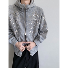 25秋冬重工男士设计感珠片刺绣连帽拉链卫衣WY57-P118，男装卫衣，电商B288