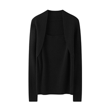 2025年秋季时尚百搭通勤简约休闲抽条假两件，女装羊绒衫，暮山羊绒