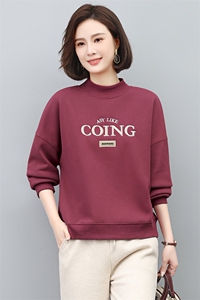高档棉春秋薄款圆领卫衣女装2025新款韩版时尚减龄长袖上衣图片