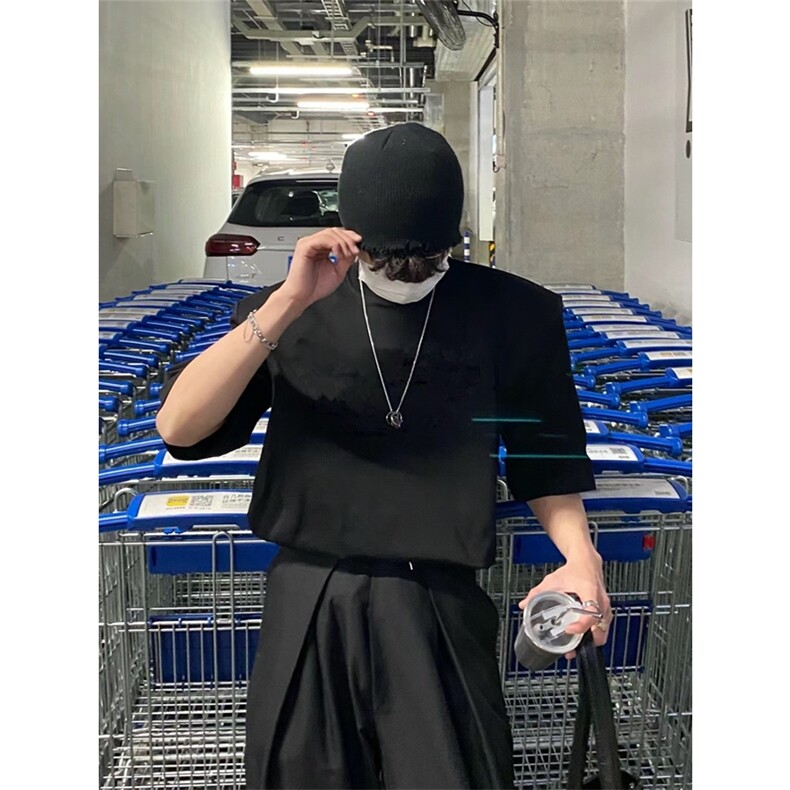 垫肩短袖T恤纯色纯棉t恤衫（现货支持二开T2430-P23网图,男装T恤,星座1213