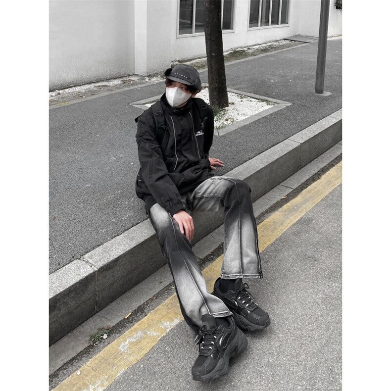 网络图现货新款渐变色微喇高街牛仔裤R1T1702-P85图片
