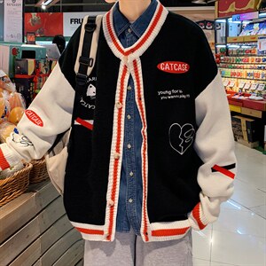 ！2023秋冬新款男士针织开衫潮流棒球服毛衣外套上衣M323P78，男装针织衫/毛衣，电商B220