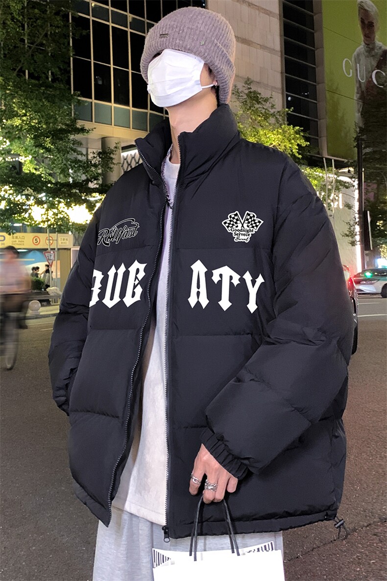 港风23冬季时尚百搭宽松字母印花潮流棉服外套TPMY6258TP85控138,男装棉衣,电商A268A