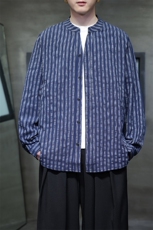 秋季风品质条纹长袖衬衫男立领衬衣潮新中式T2451-P68，男装衬衫，电商A227