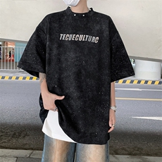 现货!25夏季男士晕染满天星铆钉满天星垫肩短袖DX123-P58现货，男装T恤，电商B288