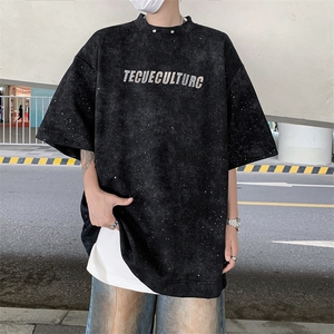 现货!25夏季男士晕染满天星铆钉满天星垫肩短袖DX123-P58现货图片