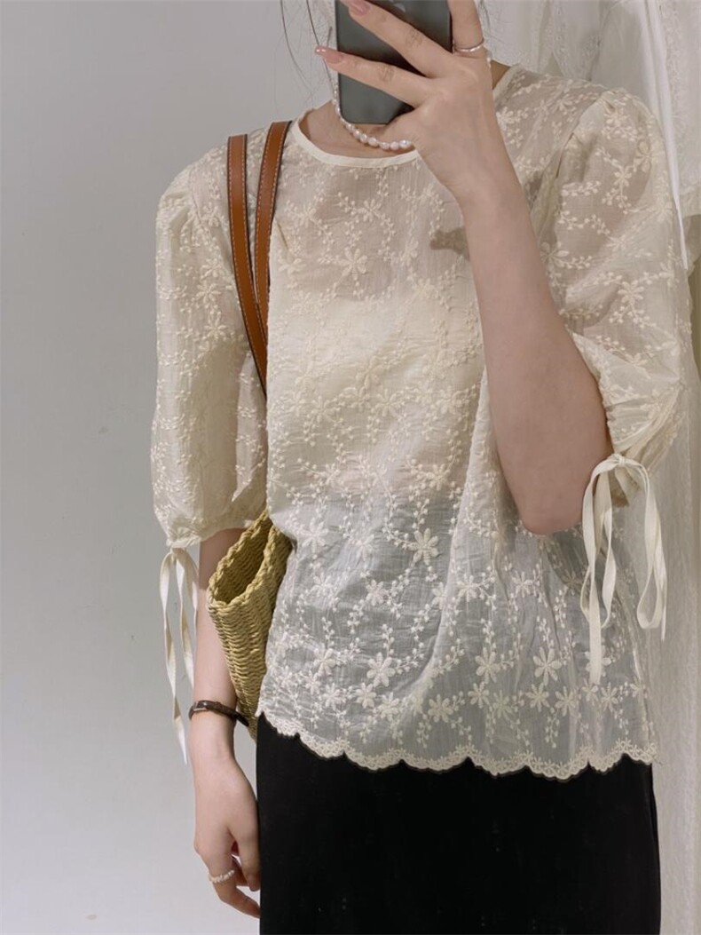 简约刺绣小衫，其它，驿谷