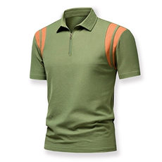 Z5007春夏男士新款短袖T恤青年修身户外阔版拉链体恤休闲POLO衫，男装Polo衫，电商B360