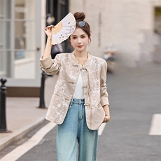 新中式风精致流苏盘扣立领典雅外套2532P135，女装短外套，乐衣轩