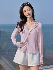 冰丝凉感防紫外线防晒衣女夏季2025新款小个子修身显瘦防晒服外套，女装防晒衣，以桐