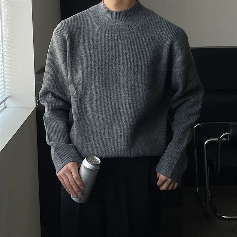 高领针织衫加厚内搭毛衣宽松打底针织线衣M76/P65,男装针织衫/毛衣,电商A243