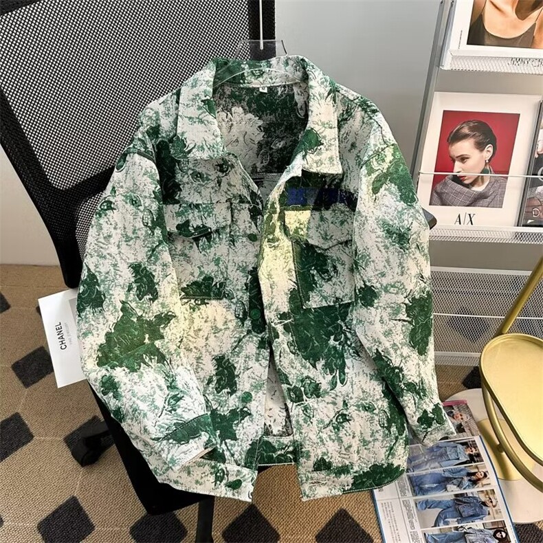 美式秋冬款潮牌提花刺绣工艺翻领夹克男士宽松休闲情侣工装外套,男装夹克,星座1013