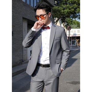 LY8591-XK-M P97修身纽扣男士修身休闲西服套装商务正装高级感图片