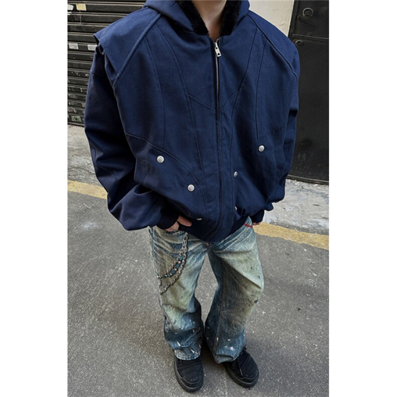 冬季座山雕重磅连帽棉服男女美式cleanfit加绒夹克外套M5029,男装夹克,星座1116A（原606A-3）