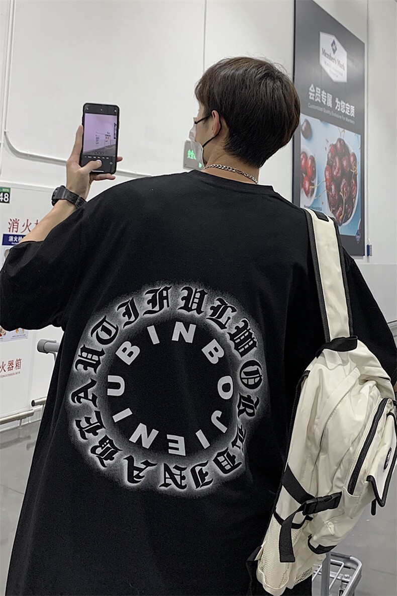 潮创意字母美式街头短袖T恤男夏季休闲宽松短袖A071-9012-P30,男装T恤,电商A071