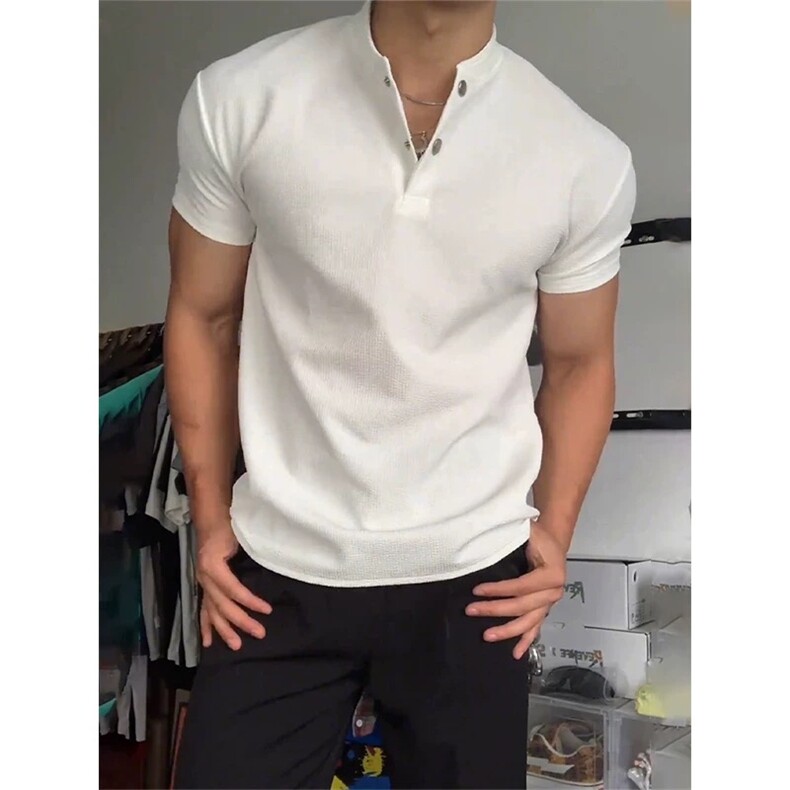 网图现货亨利领POLO短袖美式运动户外纽扣正肩T恤TX706特P25，男装T恤，电商C310