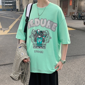 得物抖音 40支双纱高品质港风潮牌纯百搭短袖T恤男女 T7191-P40图片