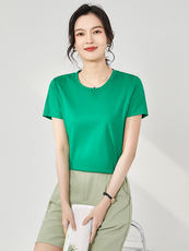 丝光棉t恤女23夏季新款纯色100%纯棉短袖上衣精梳棉纯色体恤定制，女装T恤，硕诚羊绒