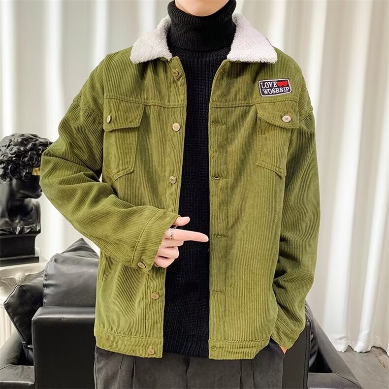冬季灯芯绒外套男士韩版潮流羊羔绒休闲夹克保暖情侣上衣V20-P78,男装夹克,星座1008-1