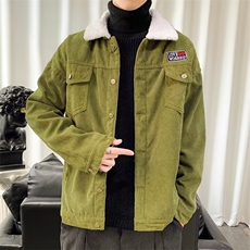 冬季灯芯绒外套男士韩版潮流羊羔绒休闲夹克保暖情侣上衣V20-P78，男装夹克，星座1008-1