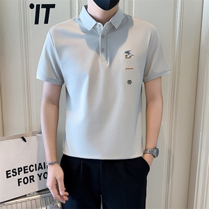 店主风社会小伙男士刺绣翻领POLO衫男保罗衫上衣301A-1/PL122/P55图片