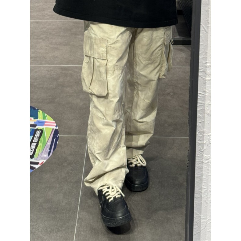 【有货】杏色扎染大口袋速干工装裤美式高街裤子宽松G73LL-特P48,男装工装外套,星座1007（原301D）