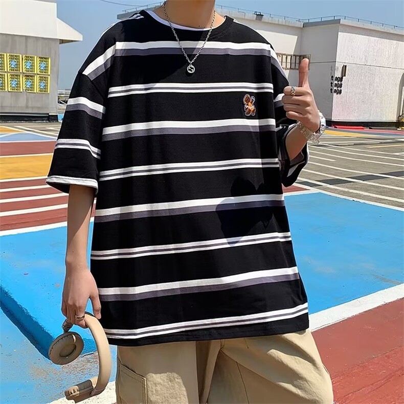 五分袖T恤城市风貌潮流男圆领潮牌水洗夏季ins标准体恤ST070-P26,男装T恤,星座412-2