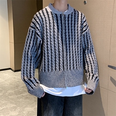 针织开衫男女韩版潮流宽松百搭帅气宽松2024秋冬ins毛衣MZ496-P55，男装针织衫/毛衣，星座412-2